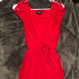 Red flowy dress